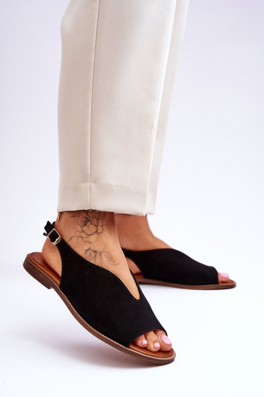 Women's Suede Sandals Lewski Shoes 3220/X Black Women's Suede Sandals Lewski Shoes 3220/X Black
