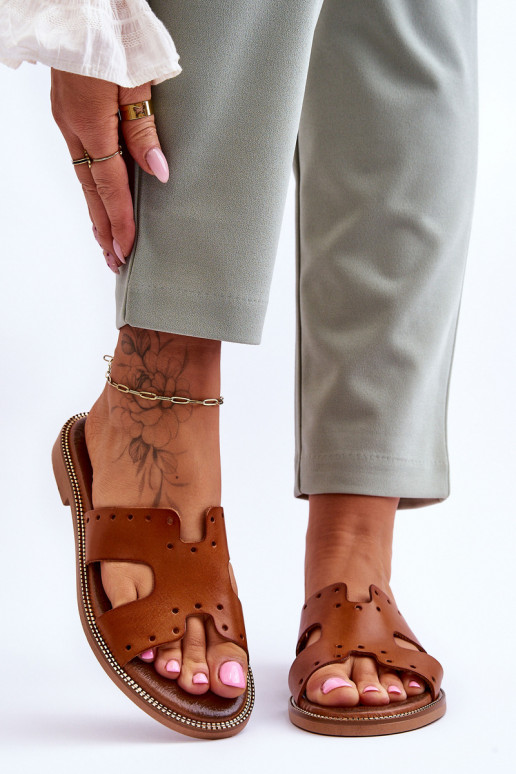 Zazoo 40326 Women's Slippers with Decorative Cutouts Brown Zazoo 40326 Women's Slippers with Decorative Cutouts Brown