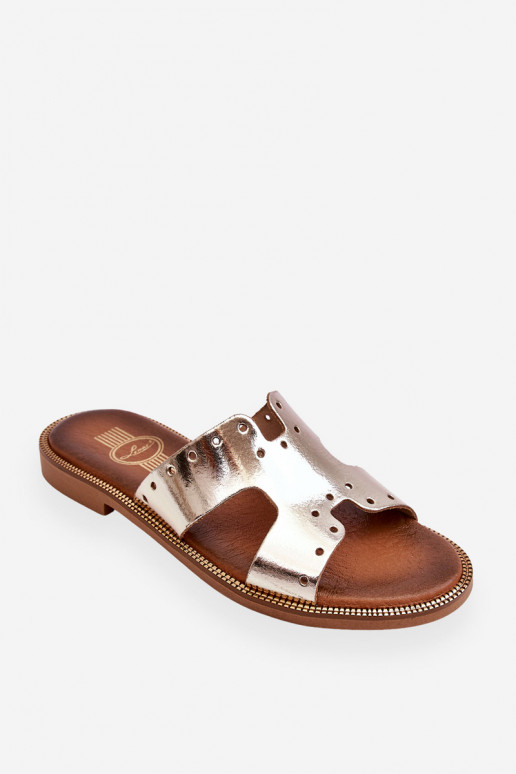 Zazoo 40326 Damskie KlapkiwithOzdobnymi Wycięciami Złote Zazoo 40326 Damskie KlapkiwithOzdobnymi Wycięciami Złote