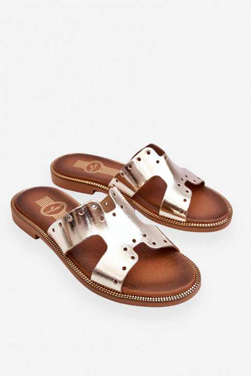 Zazoo 40326 Women's Slippers With Decorative Cutouts Gold Zazoo 40326 Women's Slippers With Decorative Cutouts Gold