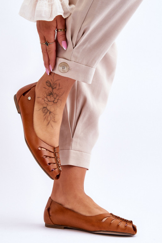 Zazoo 10009 Comfortable Women's Leather Ballerina Flats Brown Zazoo 10009 Comfortable Women's Leather Ballerina Flats Brown