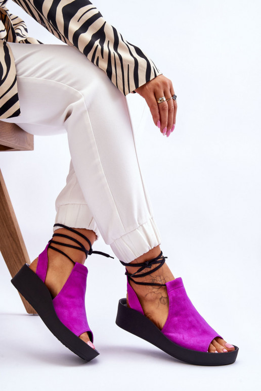 Suede Wedge Sandals Nicole 2743/067 Fuchsia Suede Wedge Sandals Nicole 2743/067 Fuchsia