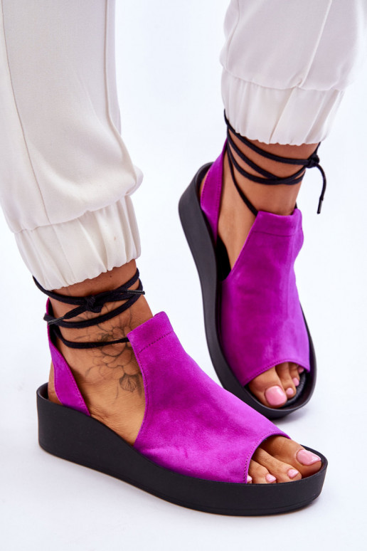 Suede Wedge Sandals Nicole 2743/067 Fuchsia Suede Wedge Sandals Nicole 2743/067 Fuchsia