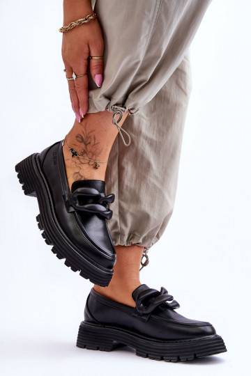 Skórzane Mokasyny Półbuty Big Star LL274580 Czarne 2