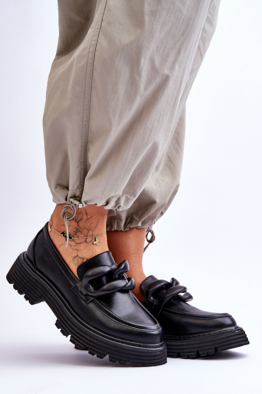 Leather Moccasins Shoes Big Star LL274580 Black Leather Moccasins Shoes Big Star LL274580 Black