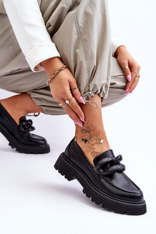 Leather Moccasins Shoes Big Star LL274580 Black Leather Moccasins Shoes Big Star LL274580 Black