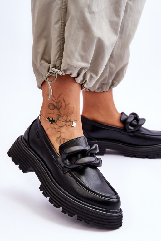Leather Moccasins Shoes Big Star LL274580 Black Leather Moccasins Shoes Big Star LL274580 Black