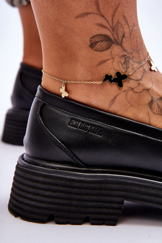 Leather Moccasins Shoes Big Star LL274580 Black Leather Moccasins Shoes Big Star LL274580 Black