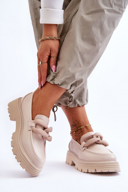 Leather Moccasins Shoes Big Star LL274581 Beige Leather Moccasins Shoes Big Star LL274581 Beige