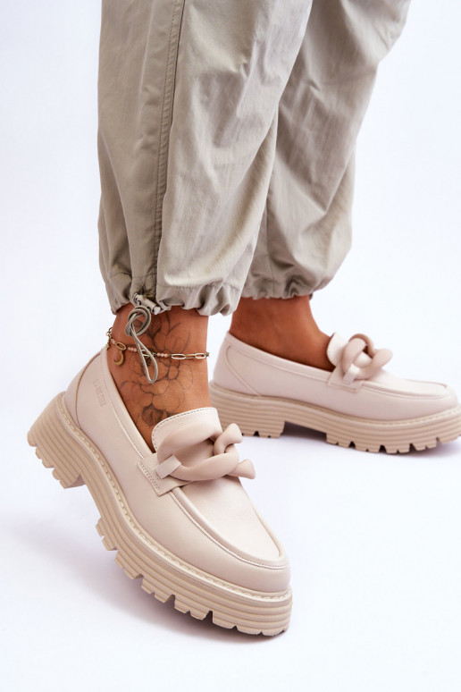 Leather Moccasins Shoes Big Star LL274581 Beige Leather Moccasins Shoes Big Star LL274581 Beige