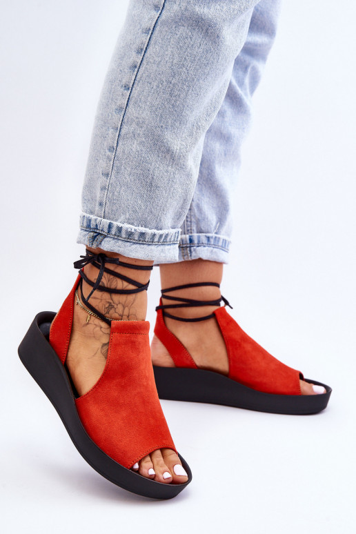 Suede Wedge Sandals Nicole 2743 Orange Suede Wedge Sandals Nicole 2743 Orange