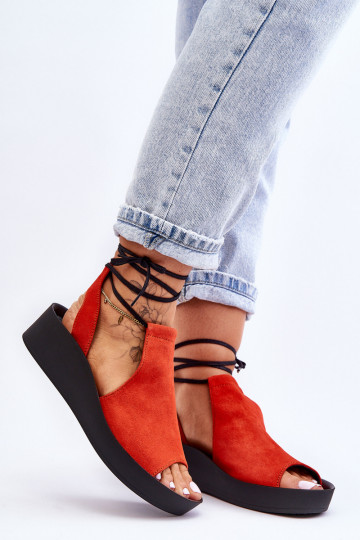 Suede Wedge Sandals Nicole 2743 Orange 2