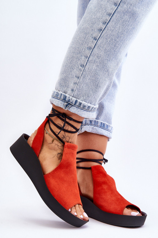 Suede Wedge Sandals Nicole 2743 Orange Suede Wedge Sandals Nicole 2743 Orange