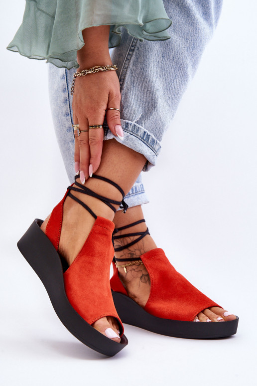 Suede Wedge Sandals Nicole 2743 Orange Suede Wedge Sandals Nicole 2743 Orange