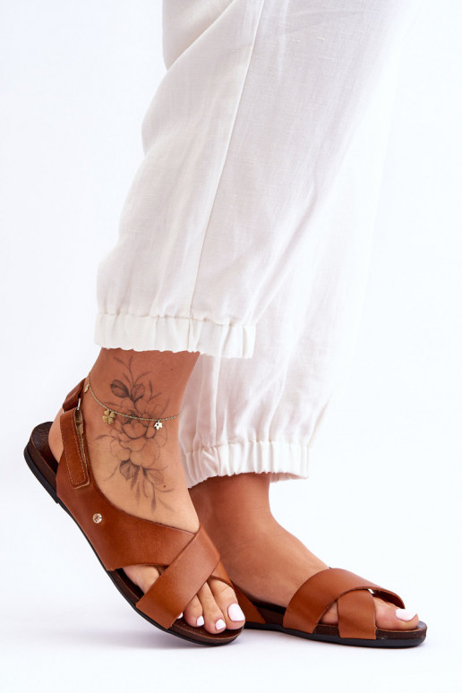 Velcro Leather Sandals Brown Addison Velcro Leather Sandals Brown Addison
