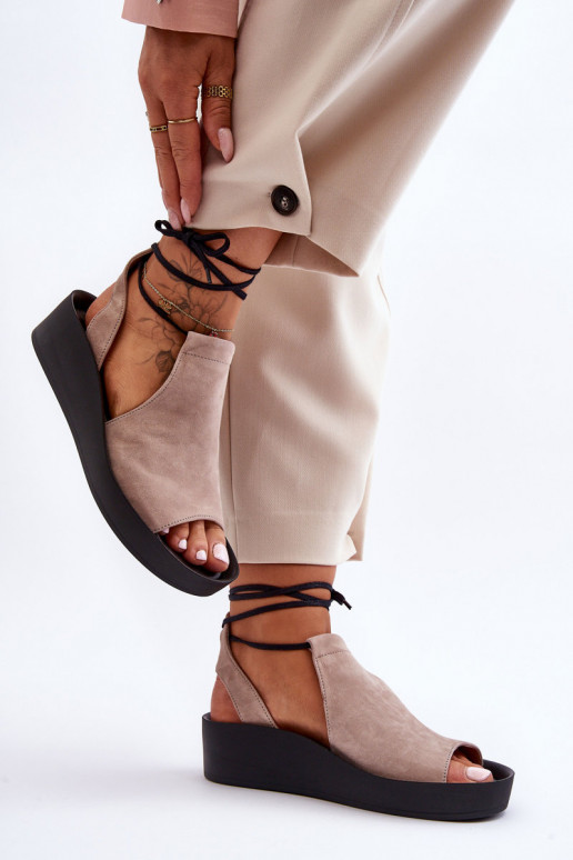 Zazoo 2743 Suede Wedge Sandals Beige Zazoo 2743 Suede Wedge Sandals Beige