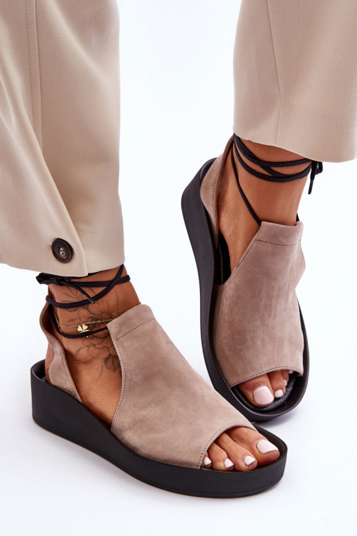 Zazoo 2743 Suede Wedge Sandals Beige Zazoo 2743 Suede Wedge Sandals Beige