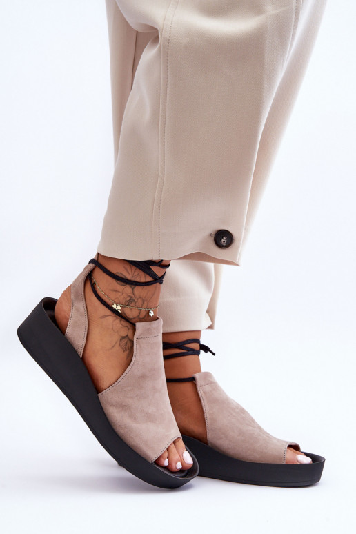 Zazoo 2743 Suede Wedge Sandals Beige Zazoo 2743 Suede Wedge Sandals Beige