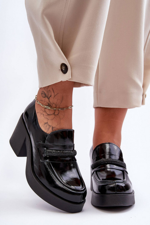 Leather Half-Boots On A Heel With Decoration Black Gelanor Leather Half-Boots On A Heel With Decoration Black Gelanor