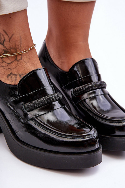 Leather Half-Boots On A Heel With Decoration Black Gelanor Leather Half-Boots On A Heel With Decoration Black Gelanor