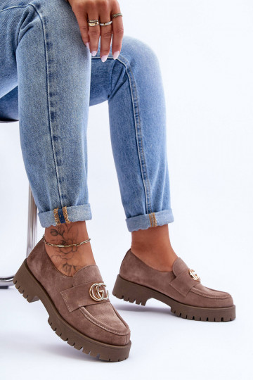 Women's Suede Half-Boots with Dark Beige Ornament Rosefalls 2