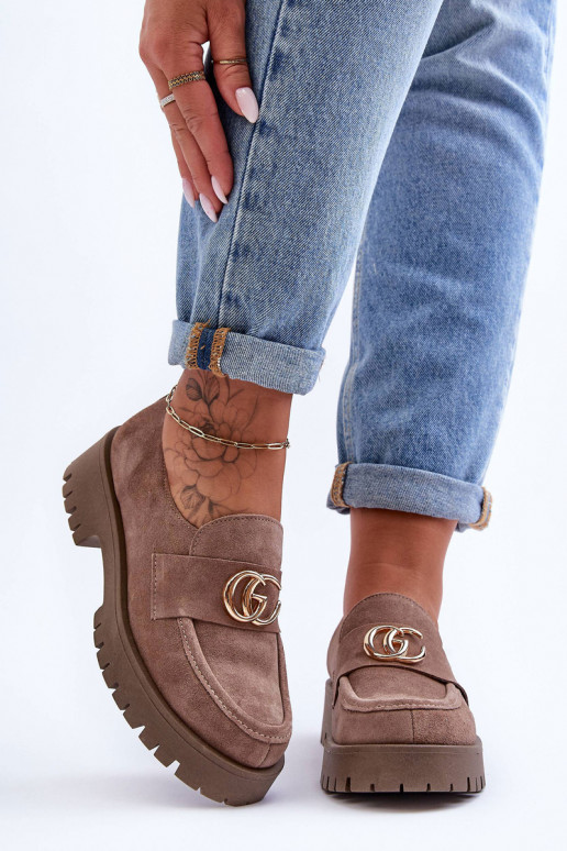 Women's Suede Half-Boots with Dark Beige Ornament Rosefalls Women's Suede Half-Boots with Dark Beige Ornament Rosefalls