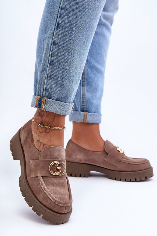 Women's Suede Half-Boots with Dark Beige Ornament Rosefalls Women's Suede Half-Boots with Dark Beige Ornament Rosefalls