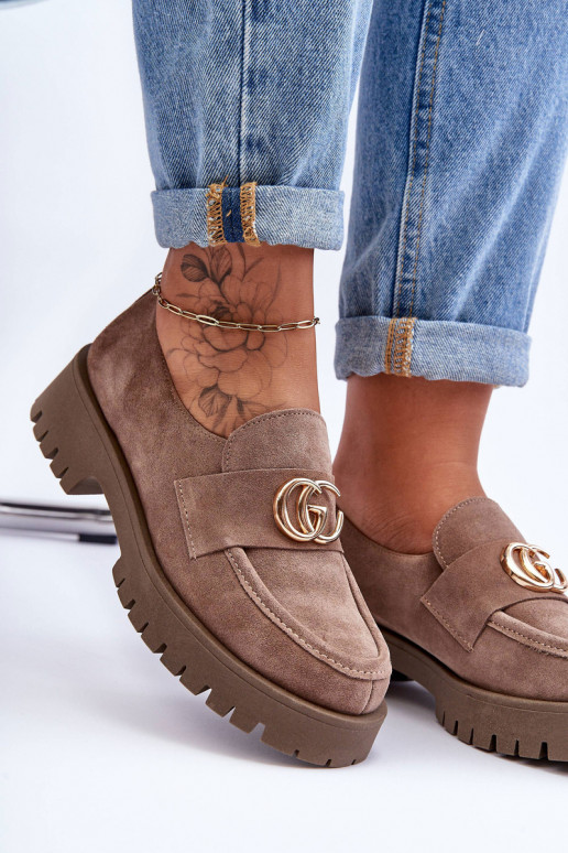 Women's Suede Half-Boots with Dark Beige Ornament Rosefalls Women's Suede Half-Boots with Dark Beige Ornament Rosefalls