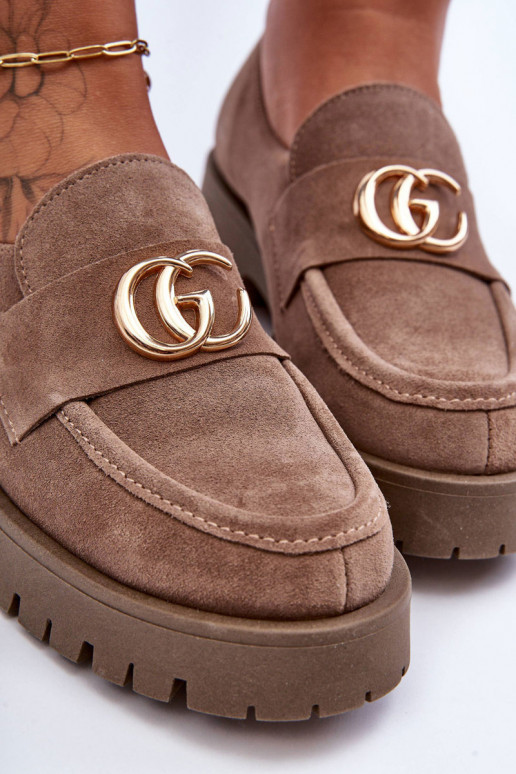 Women's Suede Half-Boots with Dark Beige Ornament Rosefalls Women's Suede Half-Boots with Dark Beige Ornament Rosefalls