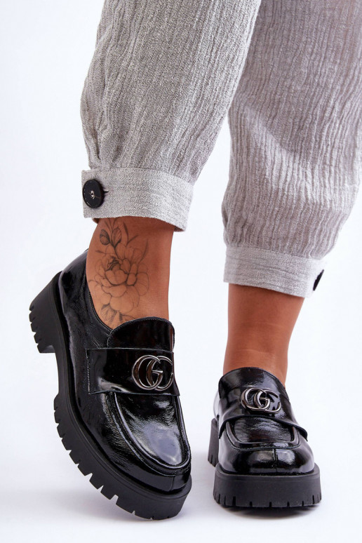 Damskie Półbuty SkórzanewithOzdobą Czarne Rosefalls Damskie Półbuty SkórzanewithOzdobą Czarne Rosefalls