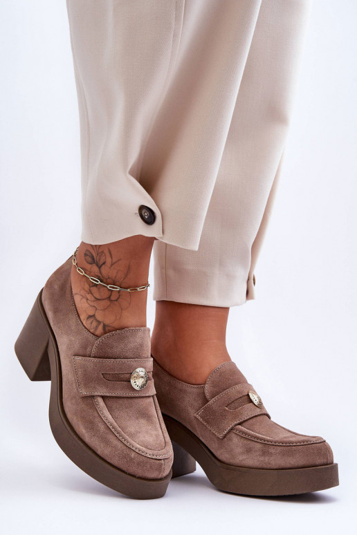 Women's Suede Half Boots on Heel Beige Dunadia Women's Suede Half Boots on Heel Beige Dunadia