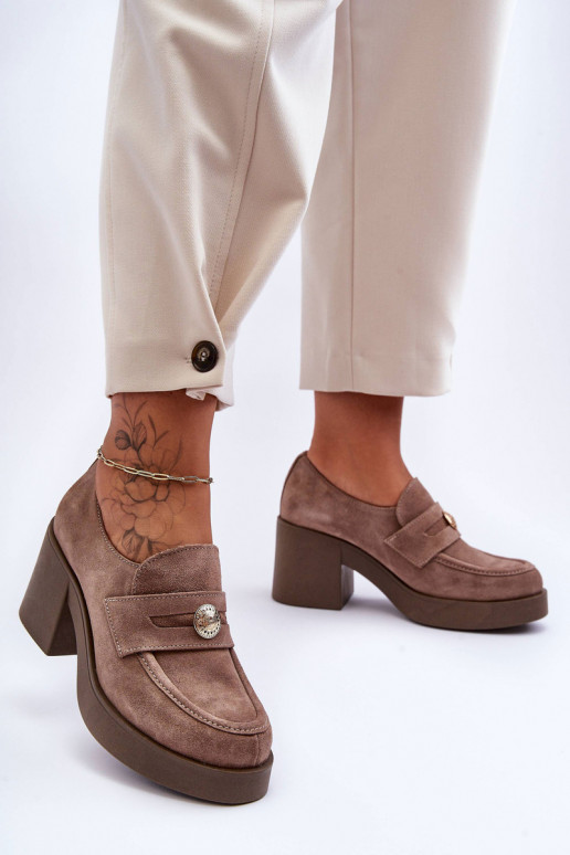 Women's Suede Half Boots on Heel Beige Dunadia Women's Suede Half Boots on Heel Beige Dunadia