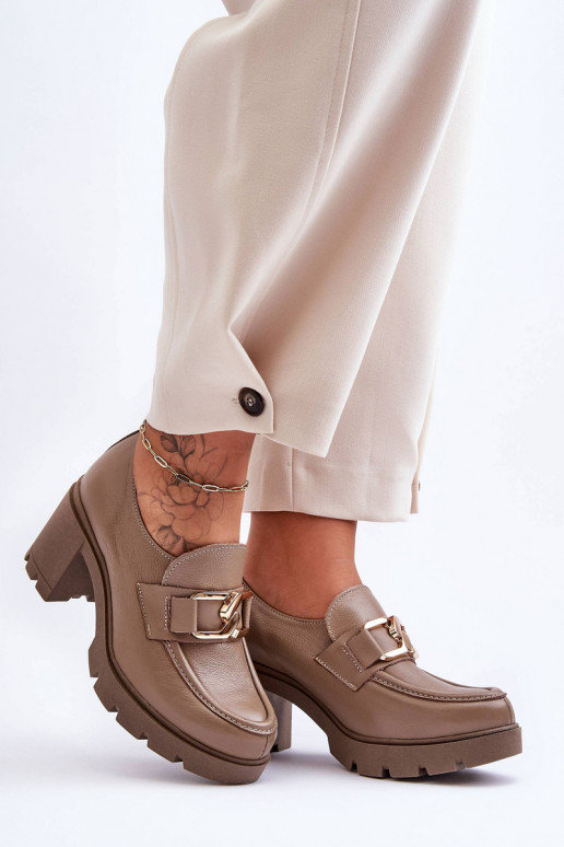 Elegant Heeled Shoes With Decoration Dark Beige Harmell Elegant Heeled Shoes With Decoration Dark Beige Harmell