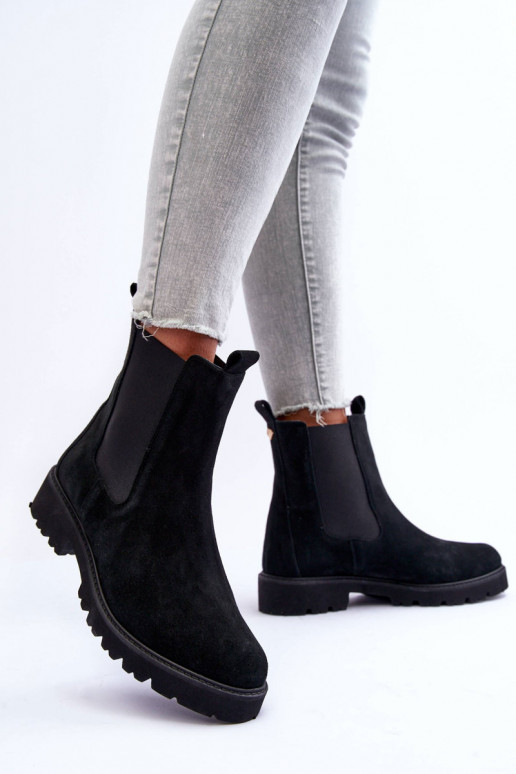 Suede Ankle Boots Nicole Black 2672 Suede Ankle Boots Nicole Black 2672