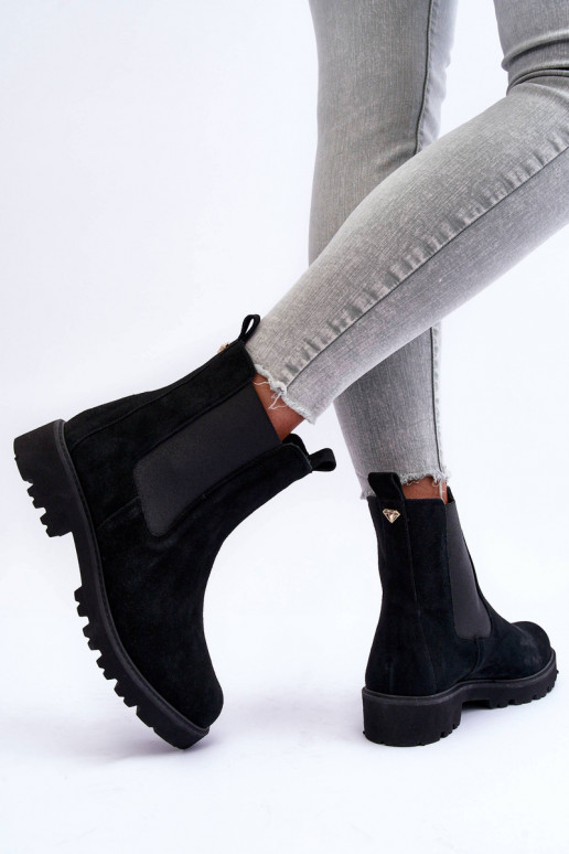 Suede Ankle Boots Nicole Black 2672 Suede Ankle Boots Nicole Black 2672