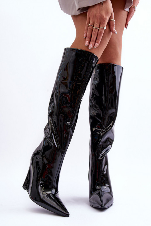 Leather Boots On Platform Black Delinn Leather Boots On Platform Black Delinn