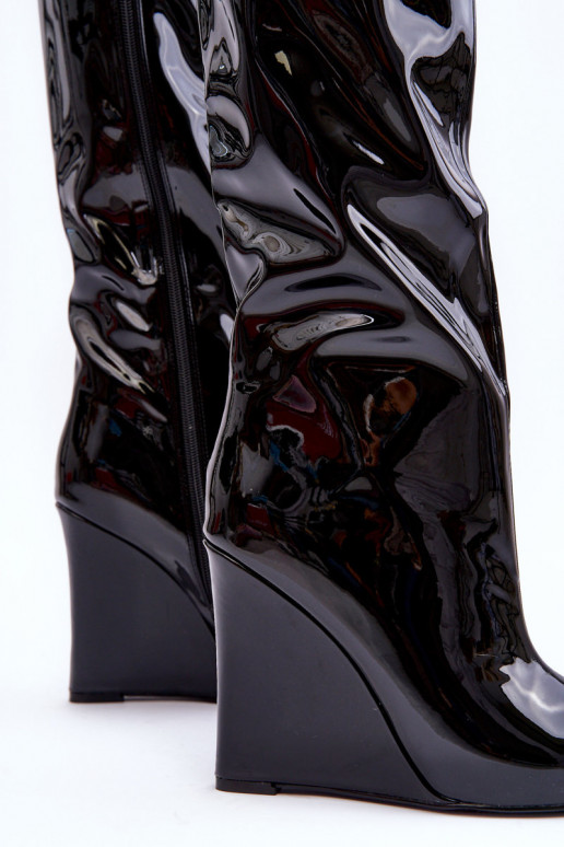 Leather Boots On Platform Black Delinn Leather Boots On Platform Black Delinn