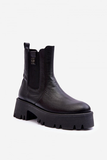 Leather Ankle Boots On Massive Platform Black Lisencca 2