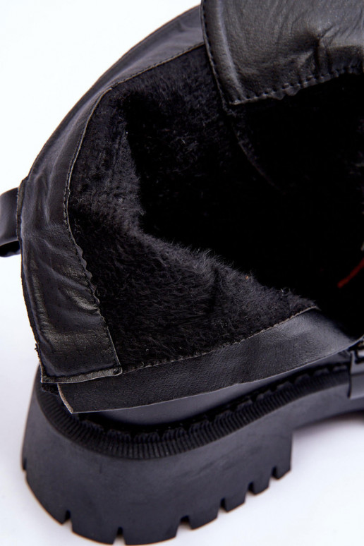 Leather Ankle Boots On Massive Platform Black Lisencca