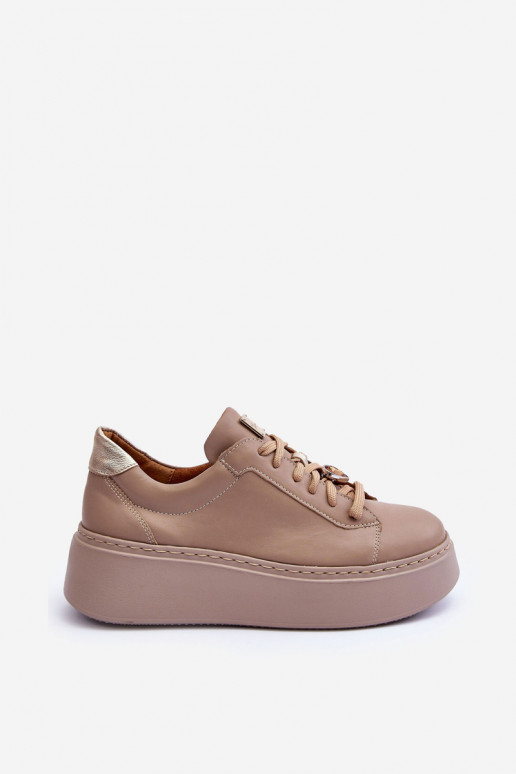 Leather Platform Sport Shoes Maciejka 06191-04 Beige Leather Platform Sport Shoes Maciejka 06191-04 Beige