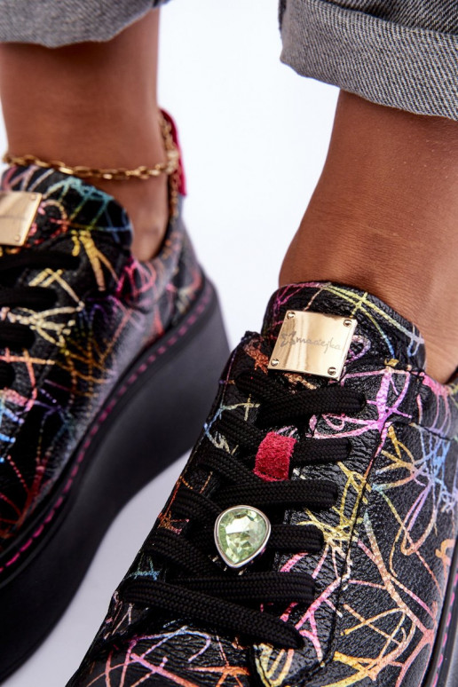 Skórzane Buty Sportowe Na Platformie Maciejka 06191-39 Multikolor