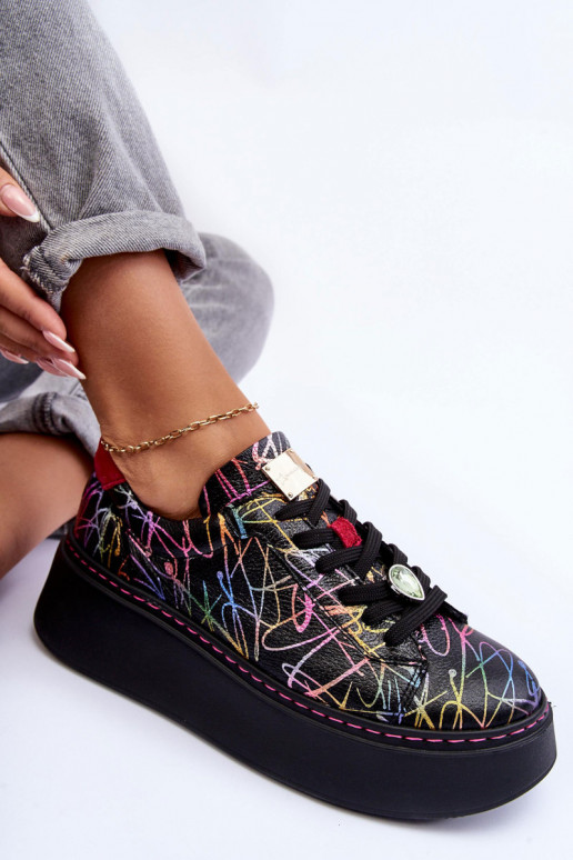 Leather Sport Shoes On Platform Maciejka 06191-39 Multicolor