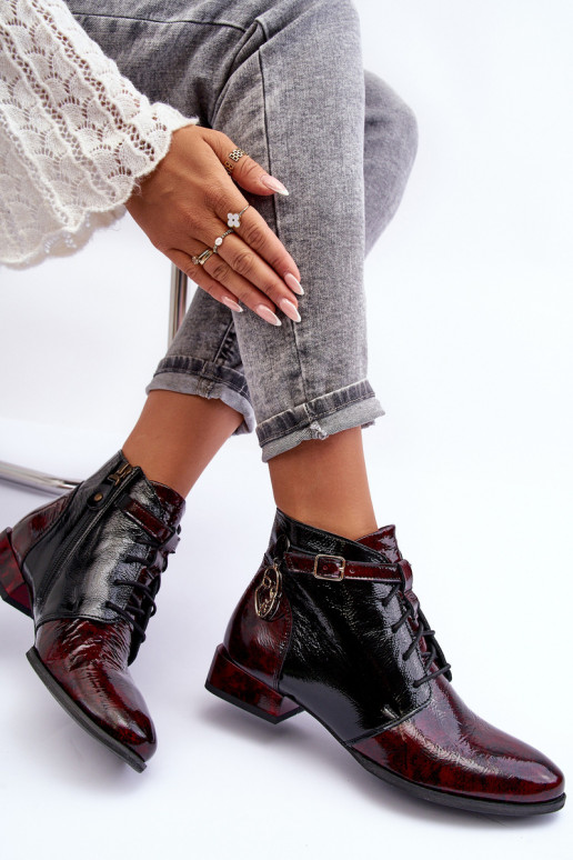 Women's Leather Boots Shoes Maciejka 5743A-23 Burgundy Women's Leather Boots Shoes Maciejka 5743A-23 Burgundy