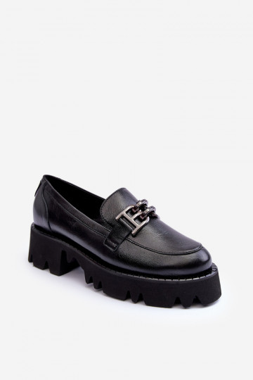 Women's Leather Loafers With Decorative Black Lyndani 2