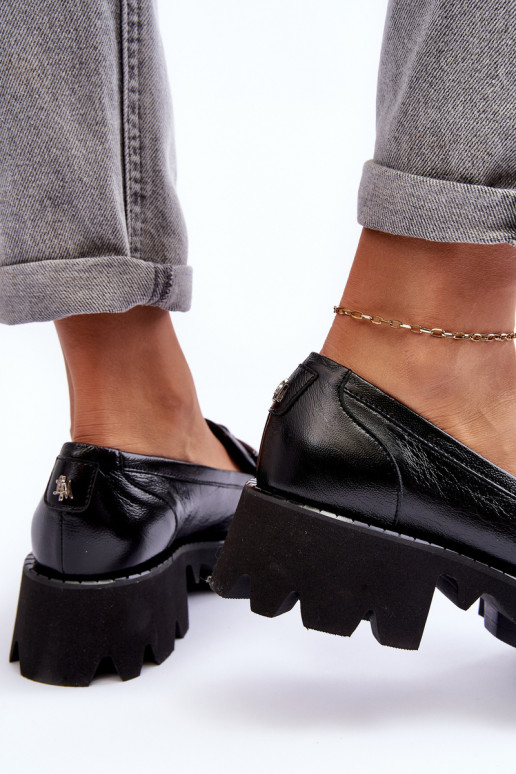 Women's Leather Loafers With Decorative Black Lyndani Women's Leather Loafers With Decorative Black Lyndani