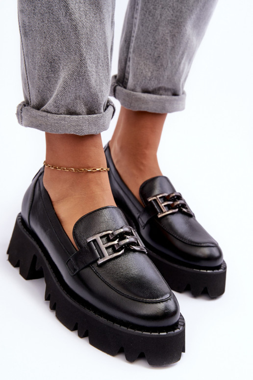 Women's Leather Loafers With Decorative Black Lyndani Women's Leather Loafers With Decorative Black Lyndani