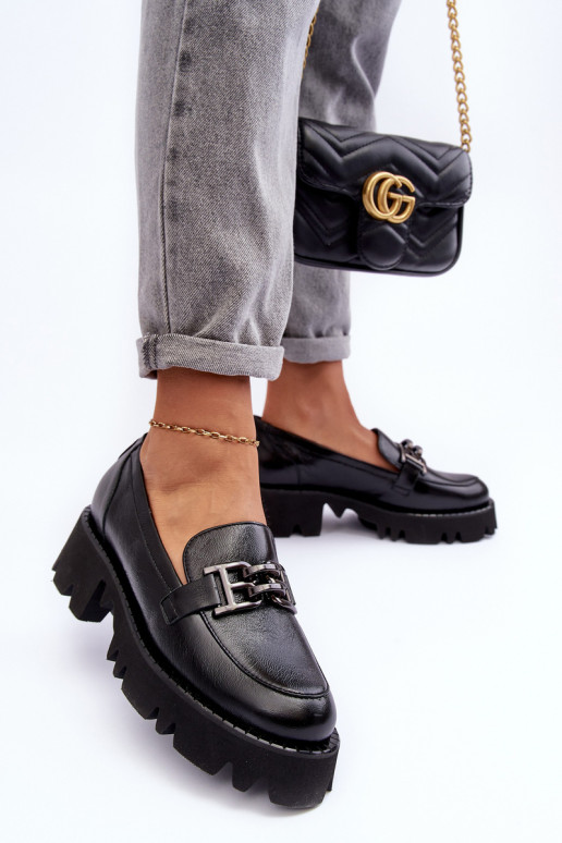 Women's Leather Loafers With Decorative Black Lyndani Women's Leather Loafers With Decorative Black Lyndani