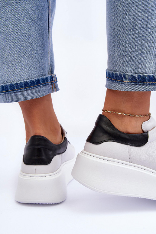 Women's Leather Platform Sneakers White Lemar 10150 Women's Leather Platform Sneakers White Lemar 10150