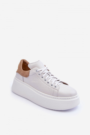 Women's Leather Platform Sneakers White Lemar 10150 2