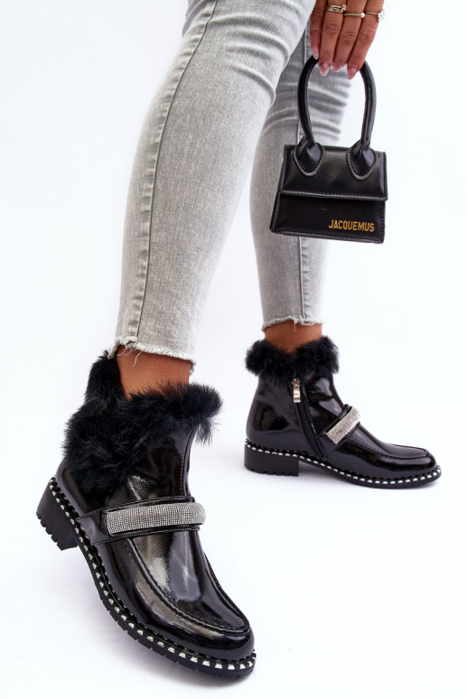 Women's Flat Heel and Platform Ankle Boots Black Linestta Women's Flat Heel and Platform Ankle Boots Black Linestta